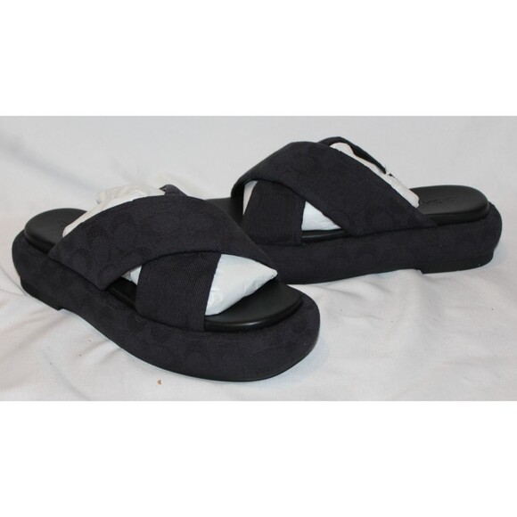 Coach Women's Penelope Signature C Platform Sandals Black Sz NIB $195 - Picture 2 of 8